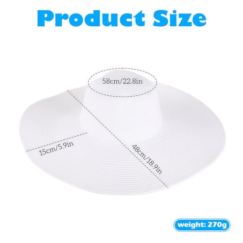 Women Wide Brim Sun Straw Hat Floppy Foldable Roll Up Beach Cap UPF 50 Summer Hat for Holiday Traveling Daily Wearing (Black) - color: White