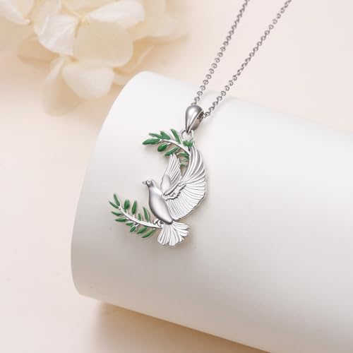 925 Sterling Silver Animal Necklaces Lion/Cat/Phoenix/Bunny/Koalas Necklace Adjustable Chain Animal Lover Pendant Jewelry for Women Men - style: Dove