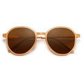 SOJOS Trendy Designer Hexagon Round Sunglasses for Women Fashion Big Shades Geometric Women Sunglasses SJ2181 - color: Light Brown