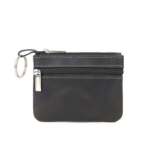 Coin Purse for Men,Coin Pouch for Men,Genuine Leather Mens Tray Purses Coin Purse Cash Change Wallet Key Holder Money Pouch (Black) - color: Black