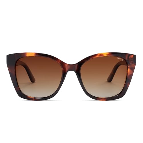 SOJOS Vintage Oversized Cateye Sunglasses Womens UV400 Large Designer Shades Lentes De Sol Para Mujer SJ2634 - color: Yellow Tortoise/Brown Lens