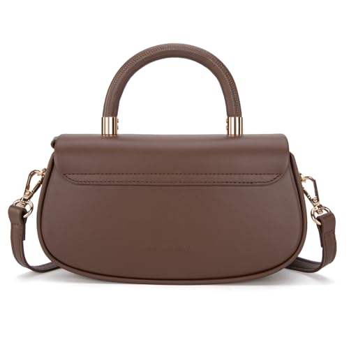Milan Chiva Small Top Handle Purse for Women Elegant Crossbody Bag with Adjustable Strap for Evening Party & Daily Use - color: Dark Brown