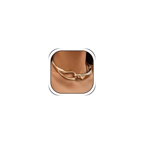Chunky Chain Necklaces Women Statement Collar Necklace Gold Flat Snake Chain Choker Ribbed Design for Party, Dress Jewelry Gifts - color: A12