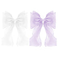 Large Hair Bow Clips for Women, White Purple Bow Hair Barrettes with Long Tail French Hair Ribbon Clips Hair Accessories for Girls (White,Purple) - color: White,Purple