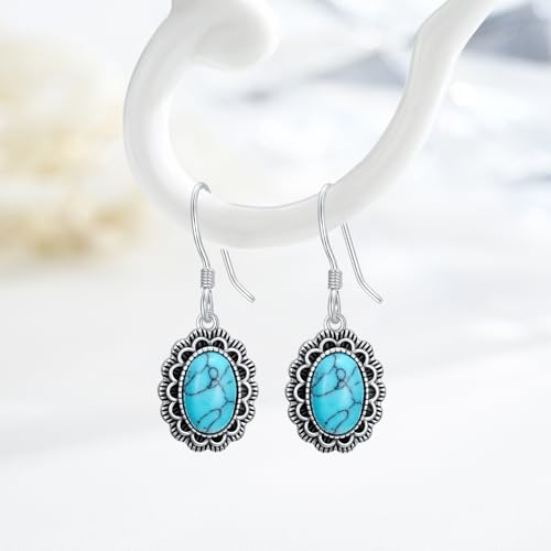 Western Earrings for Women 925 Sterling Silver Turquoise Western Country Dangle Drop Earrings Country Jewelry Gifts for Cowgirl Cowboy - style: Turquoise-B