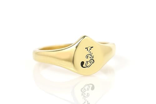 Engraved Name Initials Ring - Custom Initial Ring - Personalized Signet Ring - Small Delicate Teardrop Ring