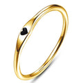 925 Sterling Silver Heart Ring for Women, 1mm Ultra Thin 14K Plated Gold Hypoallergenic Wedding Band with Black/Yellow/Red/Blue/Pink Love, Promise Stack Travel Jewelry Gifts Size 5-10 - color: H-Gold-Black