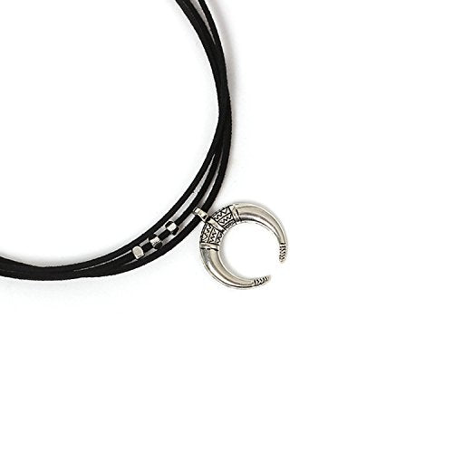 Women Black Moon Crescent Pendant Choker Sexy Rock Handmade Bohe Necklace Women Accessories