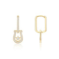 Mameloly Cowgirl Earrings for Women CZ 14K Gold Plated Western Cowboy Hat Dangle Hoop Earrings Cute Jewelry Hypoallergenic - color: Guitar Shape