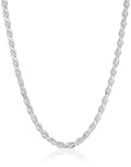 Amazon Essentials Sterling Silver Diamond Cut Rope Chain Necklace - color: Silver, size: 36"
