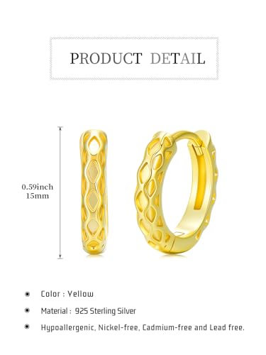 14K Gold Hoop Earrings for Women Hypoallergenic Lightweight Gold Huggie Hoop Earring Jewelry Gift - style: C-15mm