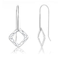 LeCalla 925 Sterling Silver Drop & Dangle Earrings for Women | Handmade Hammered Textured Drop Dangle Earring Jewelry | Women's Hammered Earrings Jewelry for Gift Mom Wife - color: Open Square