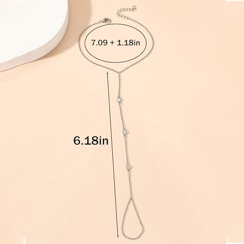 Hand Chain Gold Bracelets for Women Trendy Finger Ring Slave Bracelet Dainty Chain Hand Jewelry Trendy Gifts - color: F3:Gold Hand Chain