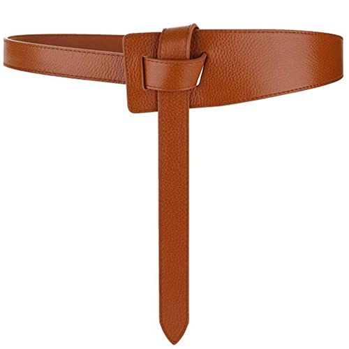 ALAIX Women's Leather Belt Dress Belt for Jeans Jumpsuit Coat Fashion Tie a Knot Genuine Leather Waist Belt - color: Brown, size: Waist Size up to 34 inches