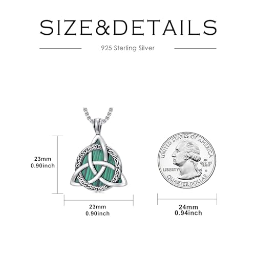 Celtic Necklace for men Sterling Silver Celtic Knot Triquetra Triangle Trinity Necklace Gift for Men - color: A-Green