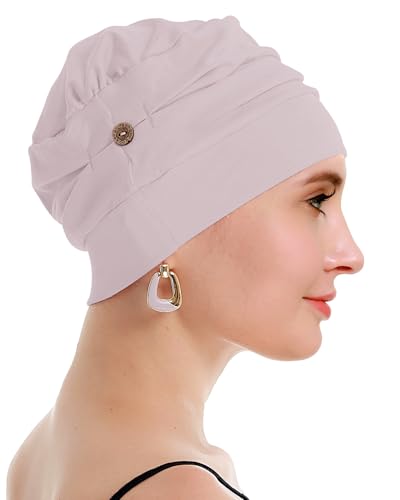 osvyo Cotton Chemo Turbans for Women Cancer Hairloss hat - Cotton Lightweight Headwear Sealed Packaging - color: Cotton Crepe Pink
