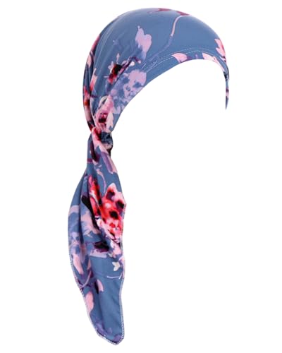 Chemo Headwear for Women Pre-Tied Head Scarf Headwraps Soft Turbans Cancer Hats Chemo Beanie Coverings Scarves - color: Blue