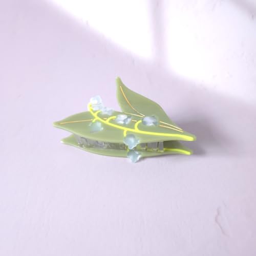 Lily of The Valley Claw Clips,Cellulose Acetate Hair Clips,Small Claw Clips for Girl,Hair Accessories - color: Green