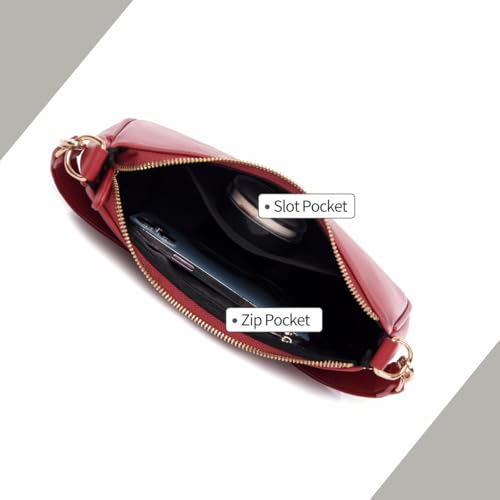 Shoulder Bag for Women with 2 Removable Straps and Zipper Closure Crossbody Bags Clutch Tote HandBags Purses | with 2 Removable Straps - color: Red