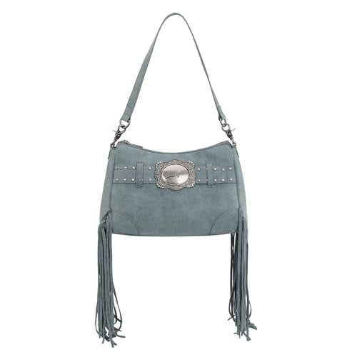 Montana West X Wrangler Hobo Bag for Women Fringe Western Shoulder Bag Vegan Suede Tassel Hippie Crossbody Bag