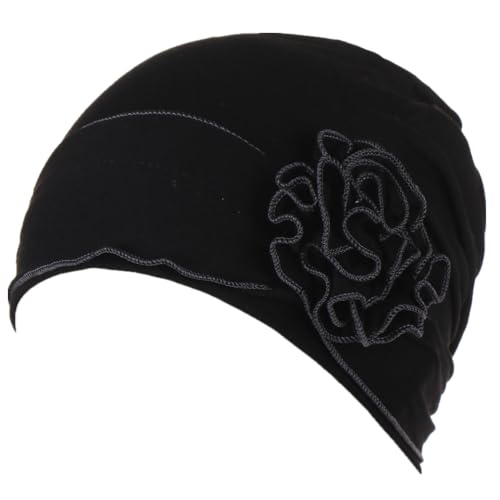 Headwrap Turbans for Women - Twist Soft Floral Solid Caps Pre Tied Chemo Beanies Headwear Hat for Cancer - color: Black Dark Gray