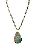 MINACHI Handmade Agate Pebble Pendant with Crystal Beads, Random Stone Shape, Vintage Women's Jewelry - style: Necklace NECK.007