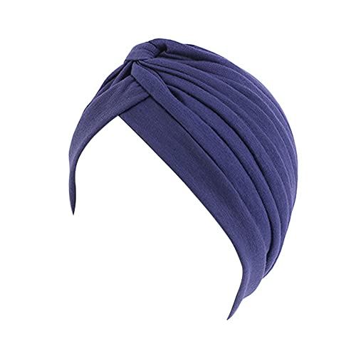 beauty YFJH Women's Cotton Turban Head Wrap Cancer Chemo Beanies Cap Headwear Cap Bonnet Hair Loss Hat - color: Navy