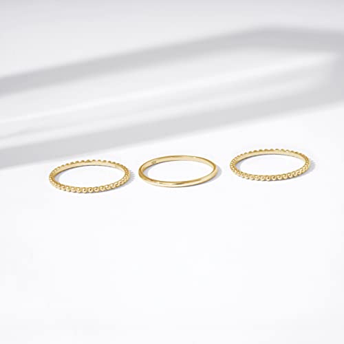 Amazon Essentials 14K Gold or Rhodium Plated Sterling Silver Stacking Ring Set of 3 - color: Yellow Gold, size: 8