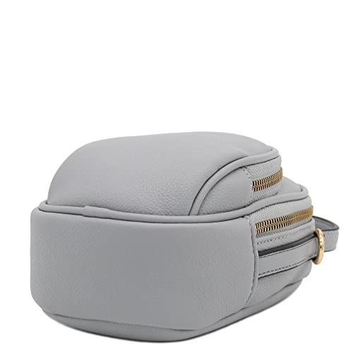 FashionPuzzle Two Compartment Mini Crossbody Bag | Two Compartment - color: Light Grey