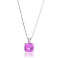 MAX + STONE Cushion Cut Gemstone Necklace | 8mm Solitaire Birthstone Necklace for Women | Gemstone Pendant Necklaces with 18 inch Box Chain - color: Created Pink Sapphire