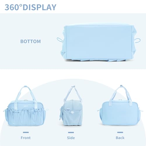 ECOHUB Small Gym Bag for Women, Mini Gym Duffle Bag with Wet Compartment, Bowknot Sports Bag, Cute Gym Tote Bag Dance Yoga Workout Travel Bags Light Blue - color: Light Blue