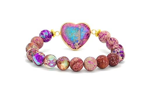 Women Wrap Bracelet Boho Natural Jasper Crystal Stone Beads Strand Bracelets - color: Imperial Jasper