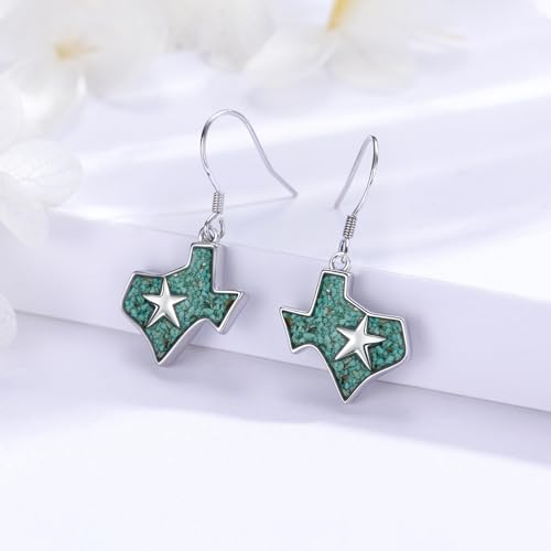 Western Earrings for Women 925 Sterling Silver Turquoise Western Country Dangle Drop Earrings Country Jewelry Gifts for Cowgirl Cowboy - style: Texas