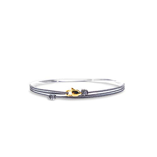 Made by Nami Nautical Rope Bracelet for Men Waterproof & Adjustable Wrap String Bracelets with Snap Hook Gift for Him - color: Grey Gold