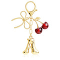 Cute Initial Cherry, Bow, Heart & More Styles - Personalized Keychain Bag Charms & Purse Accessories for Handbags - color: Red Cherry, style: A