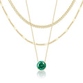 WomenGifts Layered Gold Necklaces for Women, 14K Gold Sterling Silver Plated Dainty Pendant Necklace Set Non Tarnish, Chunky Stackable Cuban Chain Choker, Trendy Birthstone Vacation Jewelry Gift - color: Gold, style: Cubic Zirconia-Created Emerald-May
