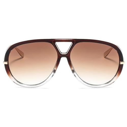 Trendy Oversized Pilot Sunglasses Women For Men Round Sun Glasses Vintage Big Frame Shield Shades Men Punk Sunglasses - color: C12