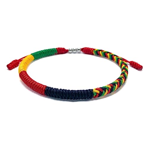 LAMIBEE Country Pride, Country Flag Code Bracelet, Protection and Lucky Sufer String Bracelet, Tibetan Wrist Wrap Bracelet, Boho Style Rope Bracelet for Women, Men, String Thread Bracelets - color: Africa