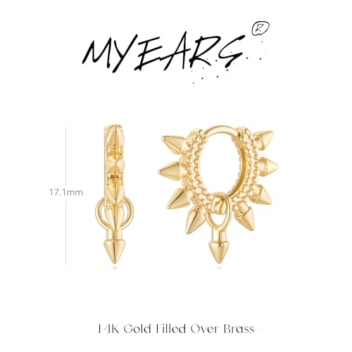 MYEARS Women Earrings Gold Huggie Hoop 14K Small Simple Hypoallergenic Everyday Jewelry - style: Arrow