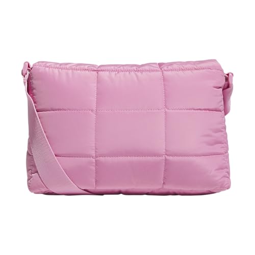 adidas Unisex Quilted Crossbody Bag – Soft Cushioned Puffer Purse, Foldover - color: Tropic Bloom