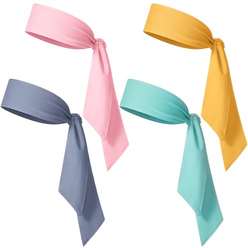 Jutom 4 Pieces Tie Headbands for Men Women Sports Bandana Hair Band Camo Headbands Elastic Sweat Wicking Karate Adjustable Non Slip Hairband for Yoga Workout Running - color: Morandi Color