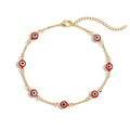 SLOONG Evil Eye Beaded Anklet Bracelets for Women, 14K Gold Plated Ankle Bracelet Jewelry Beach Beads Anklet Set Ankle Bracelets for Women - color: Red