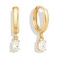 SWEET PEEPS 18K Gold Plated Huggie Hoop Earrings for Women, Dangling CZ Charm, 9mm Huggie Hoops for Everyday Wear (Gold, 9mm)