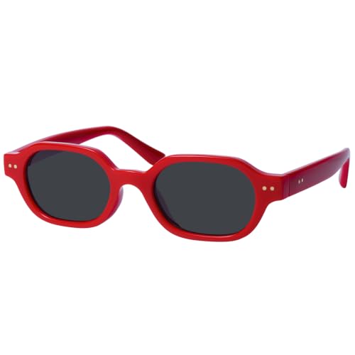 mosanana Retro Hexagon Sunglasses for Women Trendy Small 2026 MS52595 - color: C6 Red/Grey