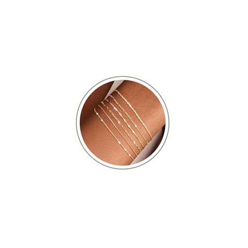 Freekiss Gold Stack Bracelets for Women: Dainty Thin Bracelet Set Trendy 14K Gold Plated Waterproof Bracelets for Women Adjustable Tennis Beaded Figaro Rope Paperclip Box Link Bracelet Gold Jewelry - style: 6pcs rope lip-GD