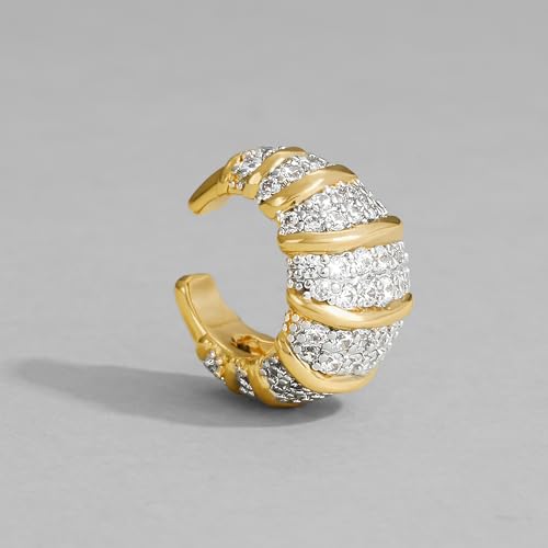 DREMMY STUDIOS Women Ear Cuff Non Piercing | 14K Gold Plated Cubic Zirconia Fake Earrings Wrap Clip on Cartilage Earring | Lightweight Hypoallergenic Jewelry SINGLE EAR CUFF - style: Ear Cuff-3
