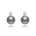18K Gold Love Knot Stud Earrings for Women Statement Button Pearl Stud Earrings Minimalist Cute Small Post Earring - color: 4.Gray pearl
