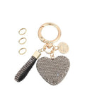 Keychain for Women Girls Bling Heart/Star/Strawberry Key Chain Accessories for Key/Backpack Bag Charm - color: Grey Heart