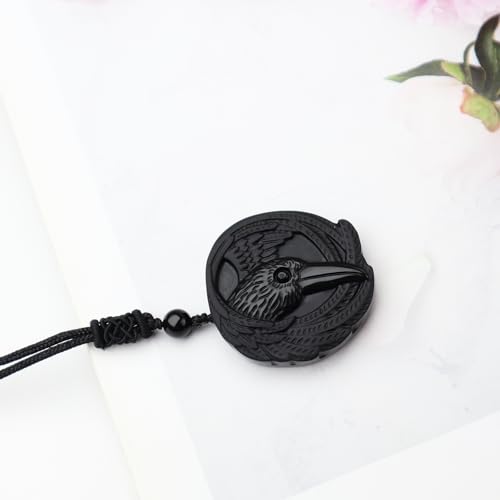 Obsidian Tree of Life Necklaces Orgonite Healing Crystal Stone Pendant Necklace for Spiritual Healing and Meditation Energy Talisman Sacred for Men Women - color: Eagle