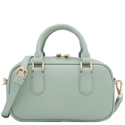 FashionPuzzle Mini PU Leather Satchel Purse Top Handle Crossbody Bag - color: Mint